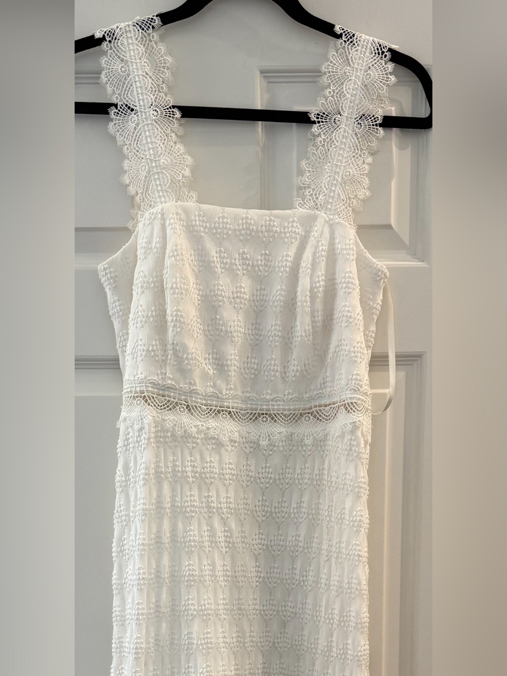 Waimari White Lace-Trimmed Broderie Ibiza Cotton-Poplin Midi Dress Large - Picture 12 of 12